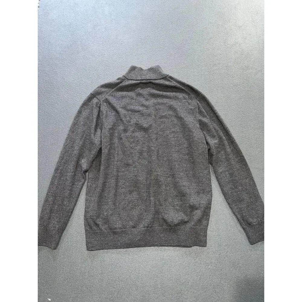 Untuckit 1/4 Zip Sweater Regular Y2k Gray 100% Merino Wool Pullover XL A010489